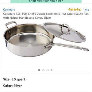 5 1/2 quart stainless sauté pan